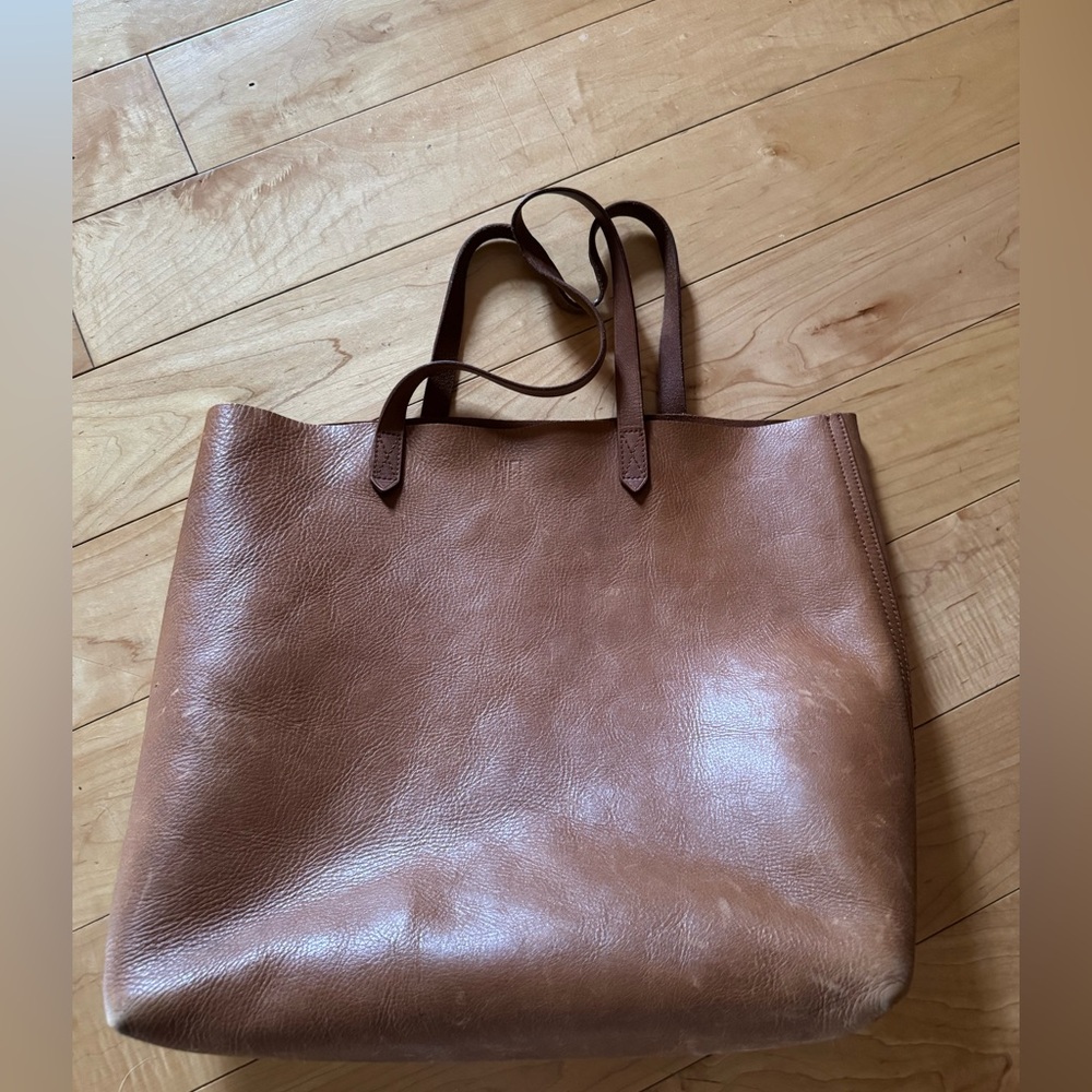 Madewell Brown Leather Transport Tote with Zip Detail - Picture 6 of 11